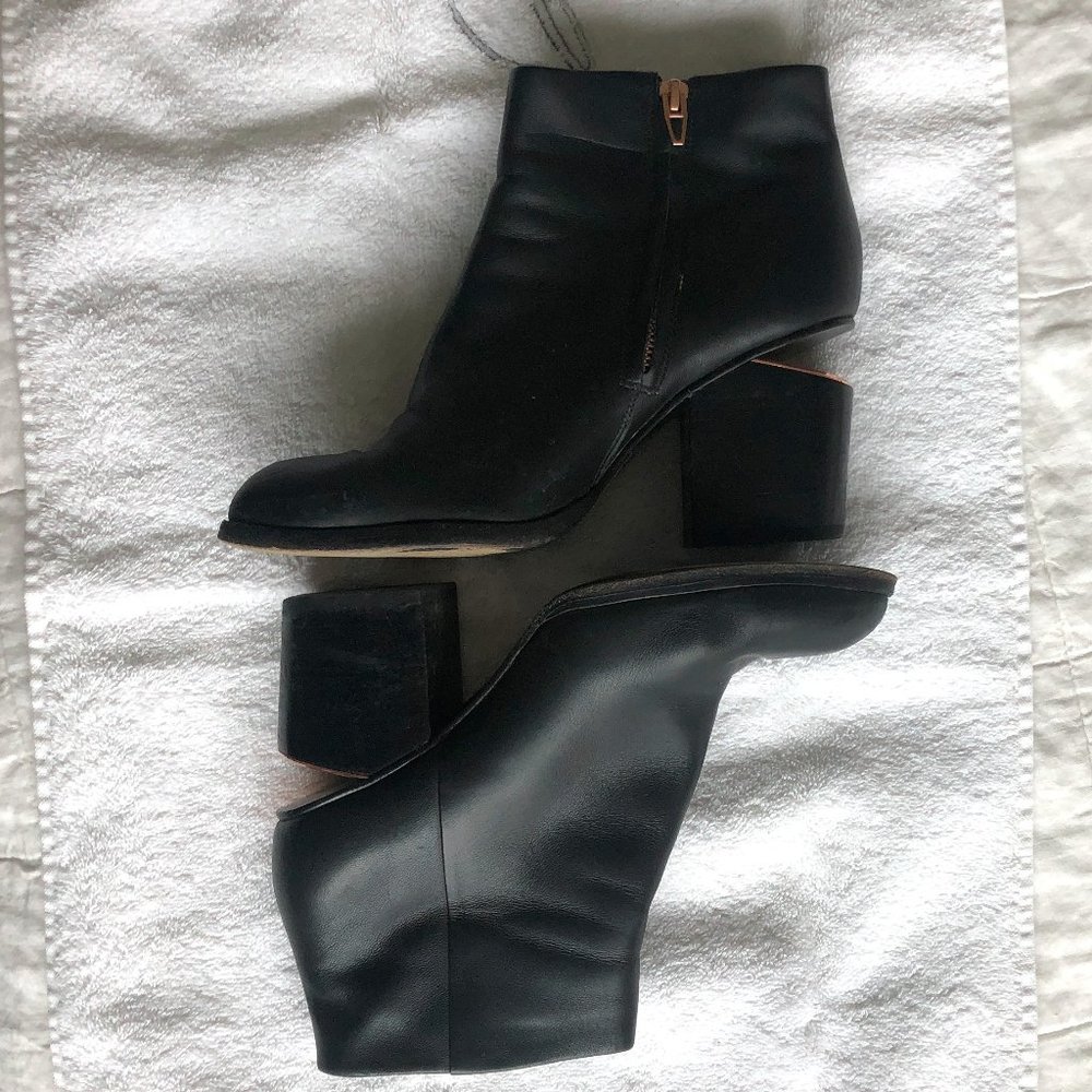 Alexander Wang Gabi Rose Gold Cutout Bootie Black Leather